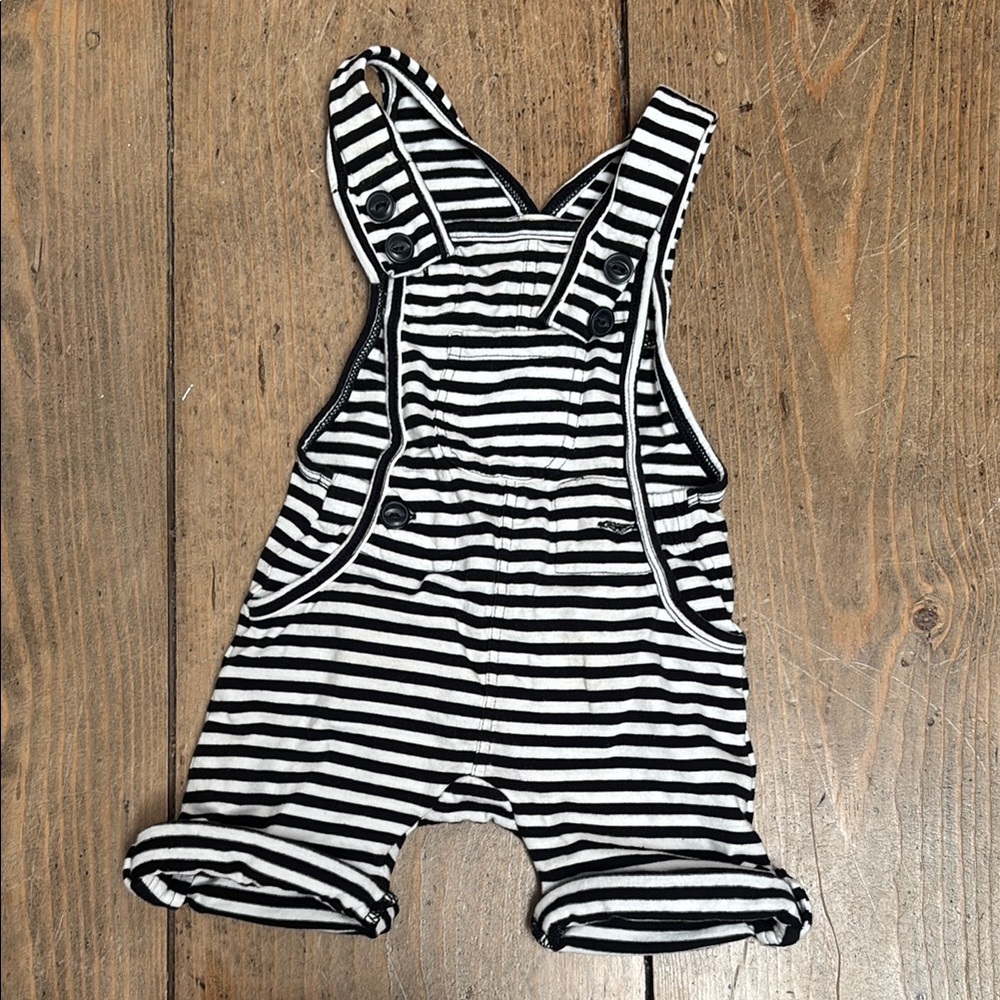 Striped Black and White Kids Overalls